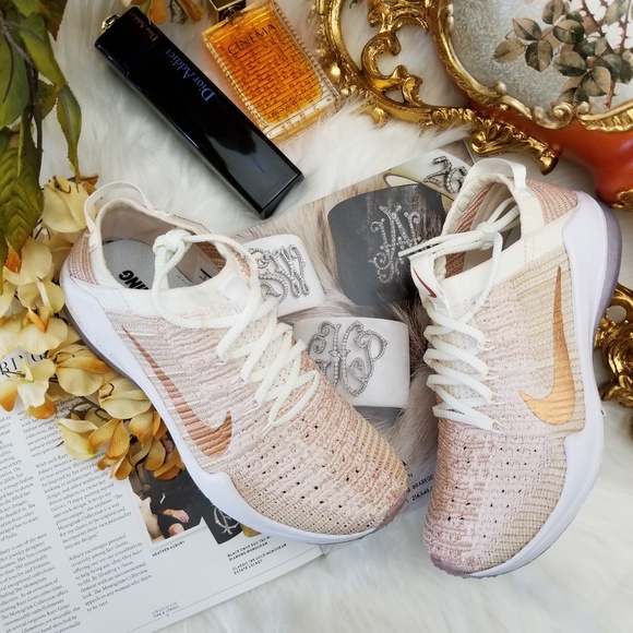 nike training air zoom fearless sneakers in rose gold